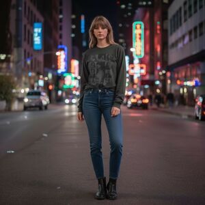 Taylor Swift Shirt Women's Dark Gray The Eras Tour Long Sleeve Concert Graphic L